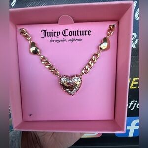 Juicy Couture Gold and Pink Heart Pendant Necklace